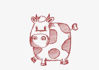 矢量手绘小牛免抠