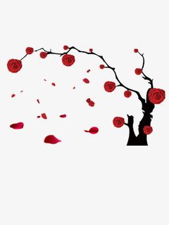 水墨玫瑰花免抠