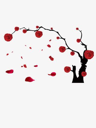 水墨玫瑰花免抠