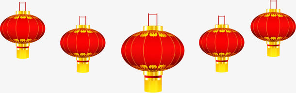 手绘红色元旦装饰灯笼免抠