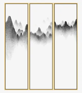 水墨画屏风免抠