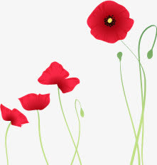 红色花朵彩绘花瓣素材免抠