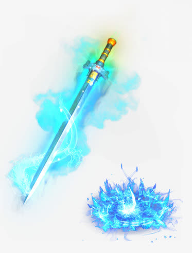 绿色光效游戏武器免抠