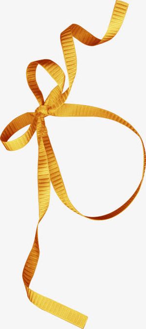 黄色蝴蝶结彩带装饰免抠