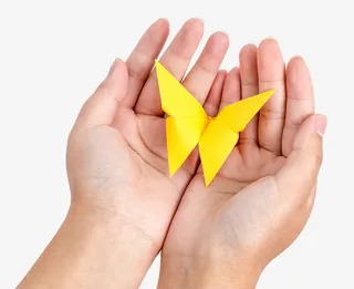 手捧蝴蝶折纸免抠