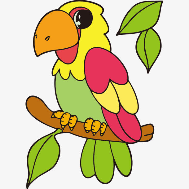 树枝上的矢量鸟免抠