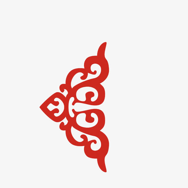 红色花纹免抠