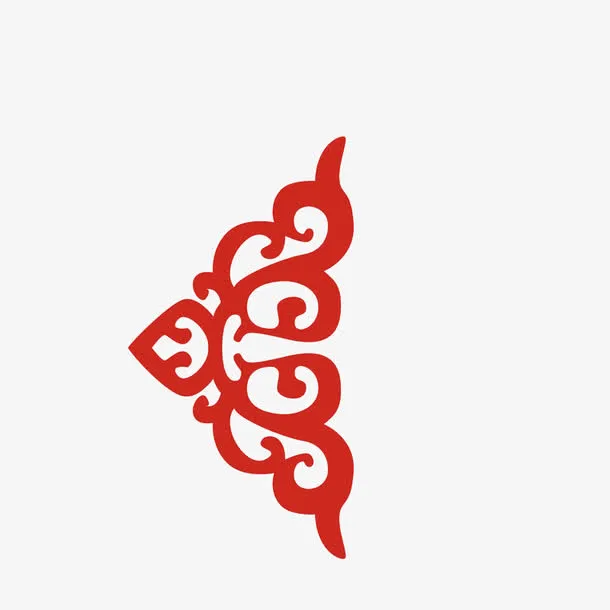 红色花纹免抠