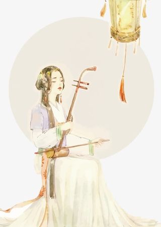 矢量拉二胡的盲女免抠