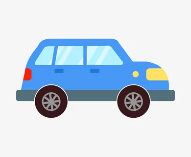 卡通蓝色汽车插画免抠