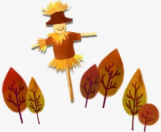 手绘稻草人旅游图标免抠