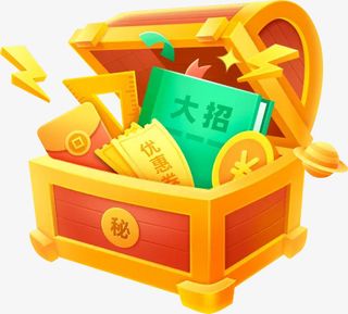 C4D立体宝箱免抠漂浮其他元素