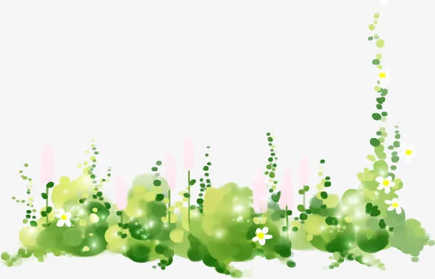 手绘绿色植物春天免抠