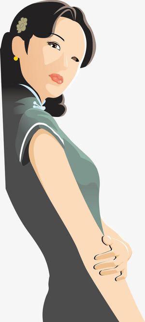 穿旗袍的女人免抠