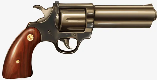 黑色卡通质感左轮枪免抠