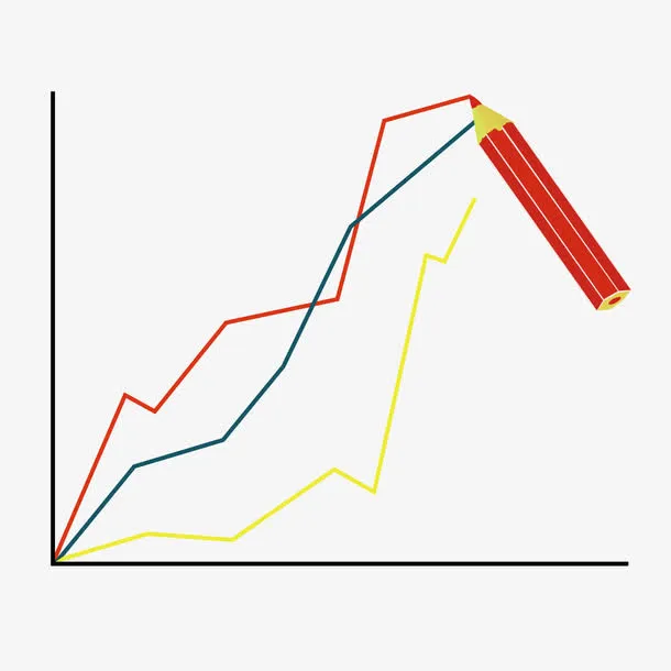 矢量坐标折线线型图铅笔免抠