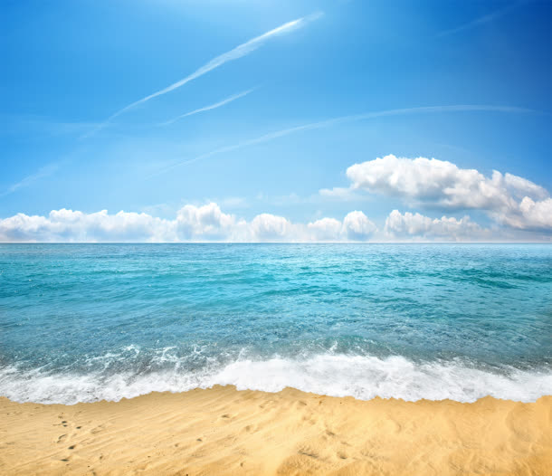 冲击海滩的海浪海报背景免抠