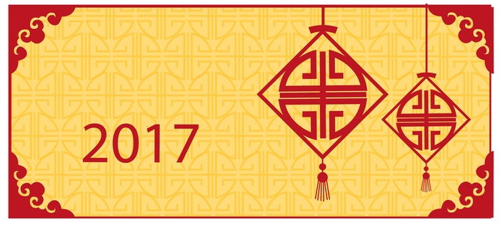 2017鸡年中国风中国结扁平背景高清