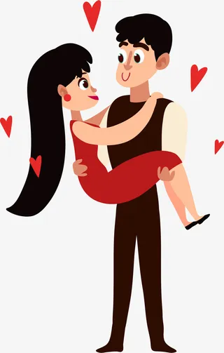 公主抱美女帅哥装饰贴纸免抠