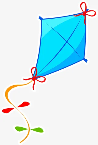 蓝色春季蝴蝶结风筝免抠