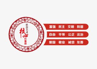 剪纸社会核心价值观海报素材免抠