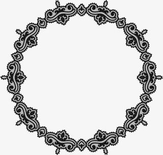相框图标素描 蕾丝圆框免抠