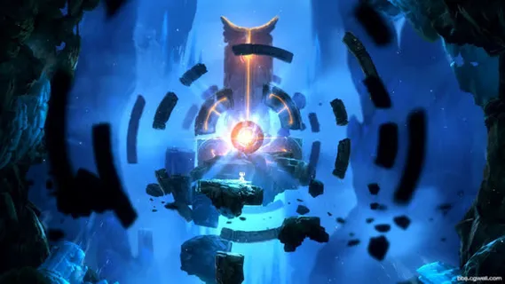 蓝色光效场景游戏页面免抠