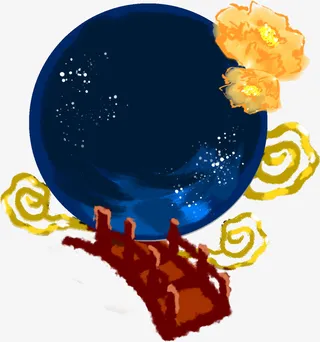 卡通七夕鹊桥装饰图案免抠