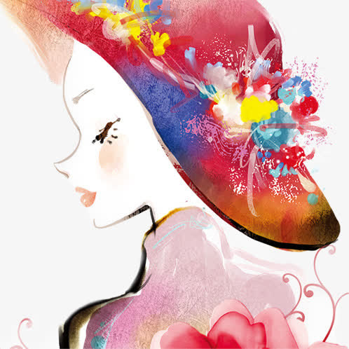 水墨画美女七夕免抠