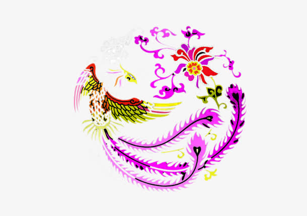 紫色尾巴凤凰免抠