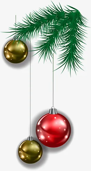 圣诞节绿色松叶装饰免抠