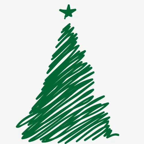 圣诞树 简笔画 漂浮 卡通 可免抠