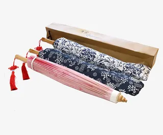 布艺花纹古韵水墨伞免抠