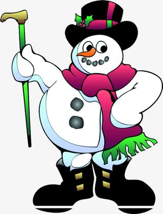 手绘卡通胖雪人冬季装饰免抠