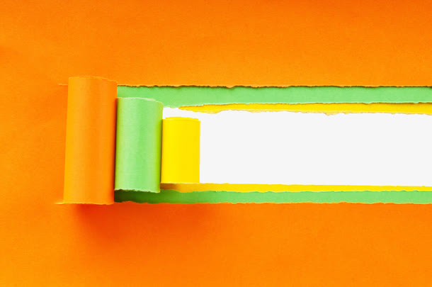 三色撕开的卷纸免抠