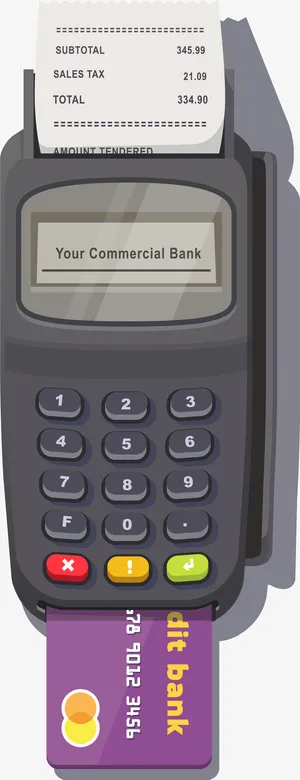 手绘灰色刷卡机纸张免抠