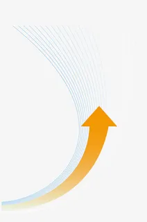 黄色卡通箭头蓝色曲线设计免抠