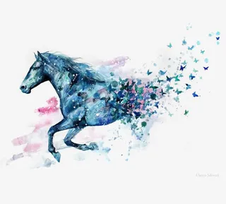 水彩马驹免抠
