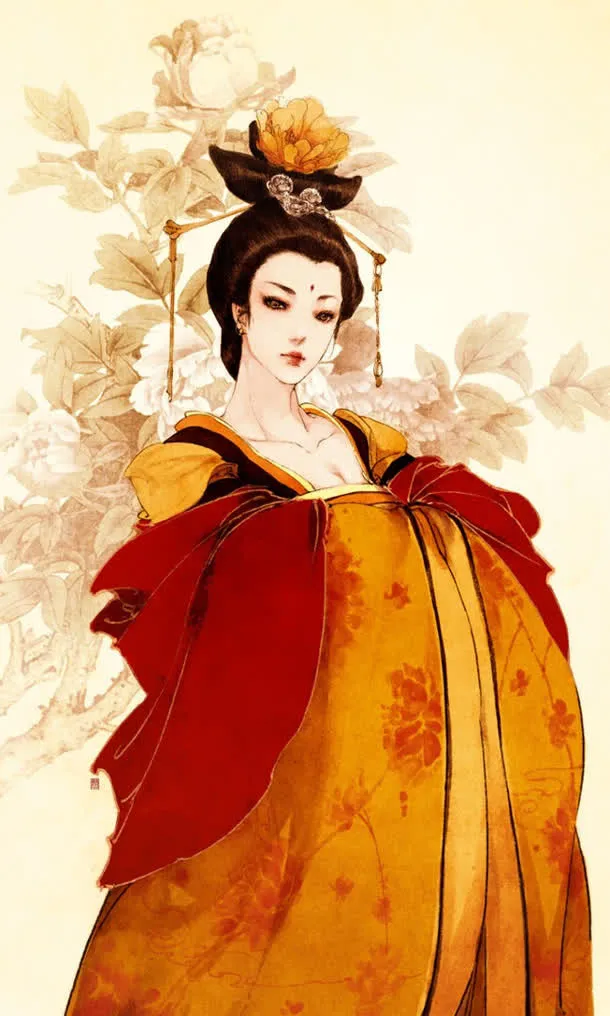 手绘中国风霸气美女免抠