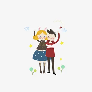 手绘比心的情人免抠