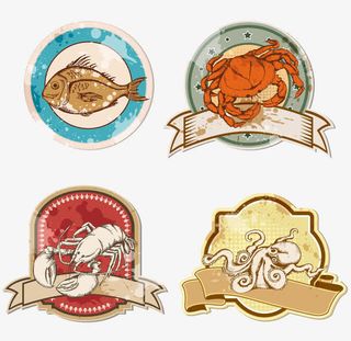 海鲜食物标签免抠