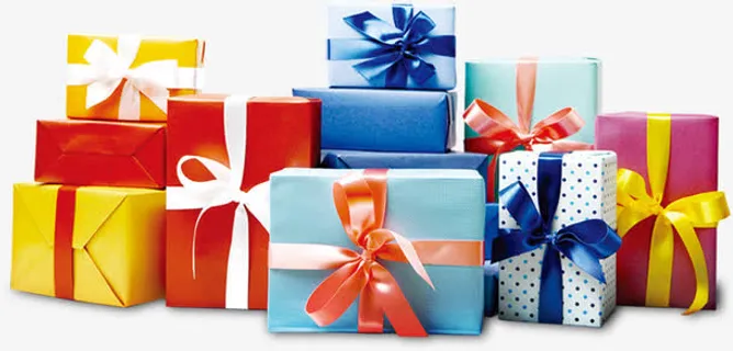 高清创意红色蓝色礼盒包装免抠