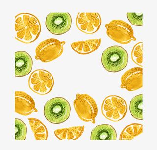猕猴桃橙子装饰底纹免抠