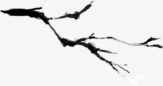 黑色水墨风格大树的树枝免抠