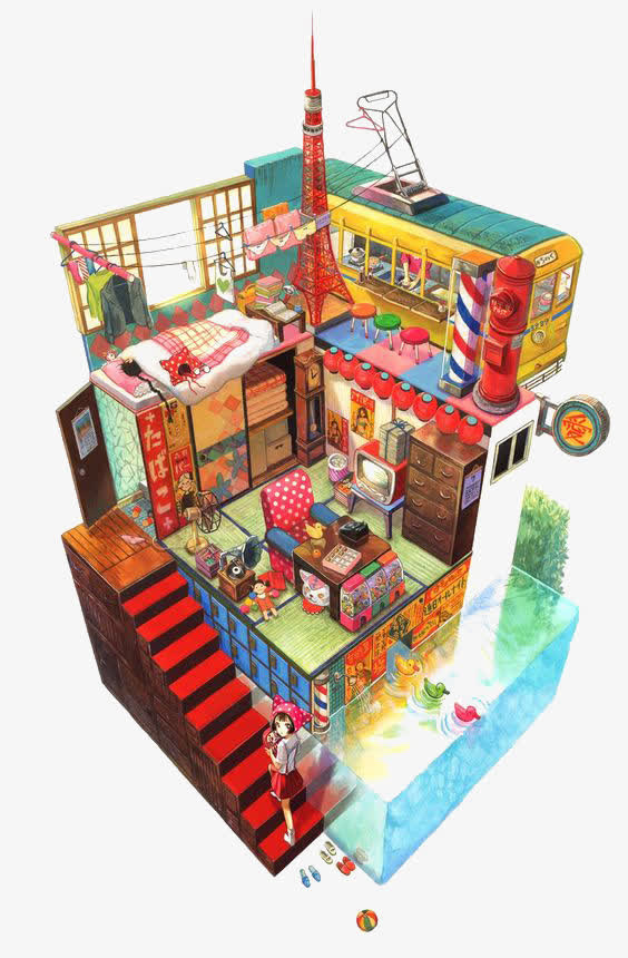 卡通小屋免抠