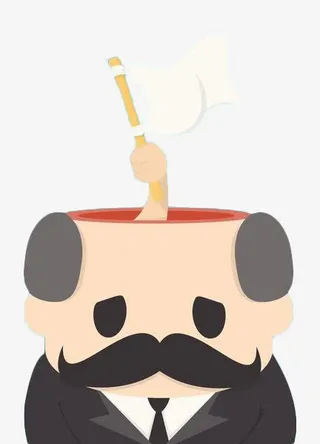 趣味卡通白旗插画免抠