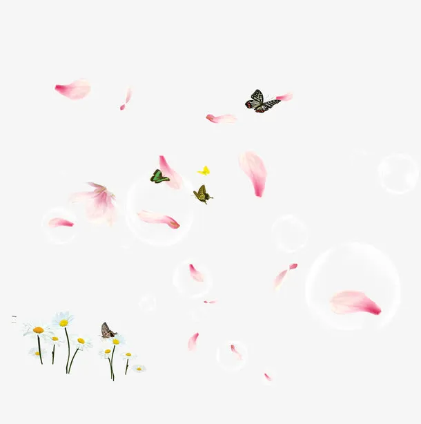 漂浮的樱花和蝴蝶免抠