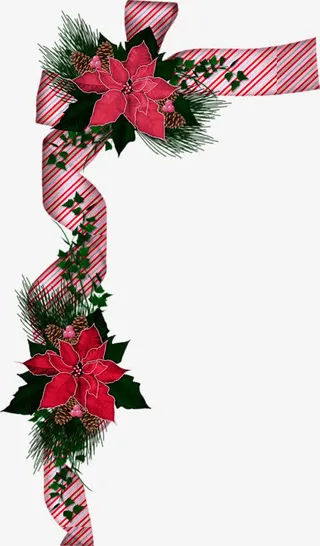 手绘卡通植物边框免抠