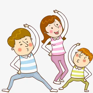 做运动的一家人免抠