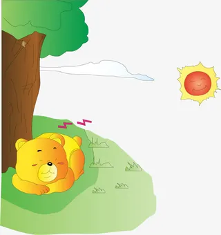 矢量手绘睡觉的老虎免抠